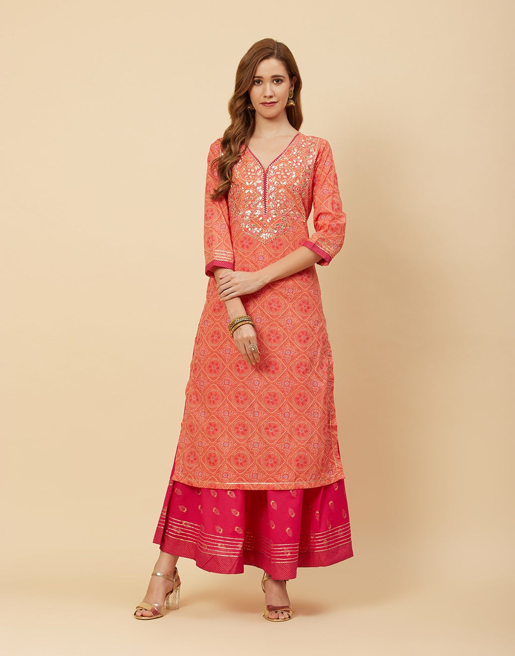 Embroidered Cotton Kurti With Palazzo