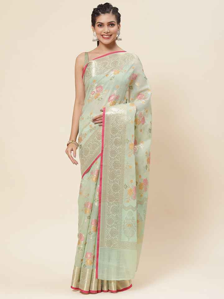 Floral Jaal Woven Cotton Saree