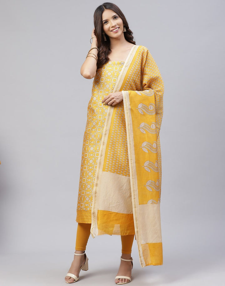 Printed Chanderi Suit Piece