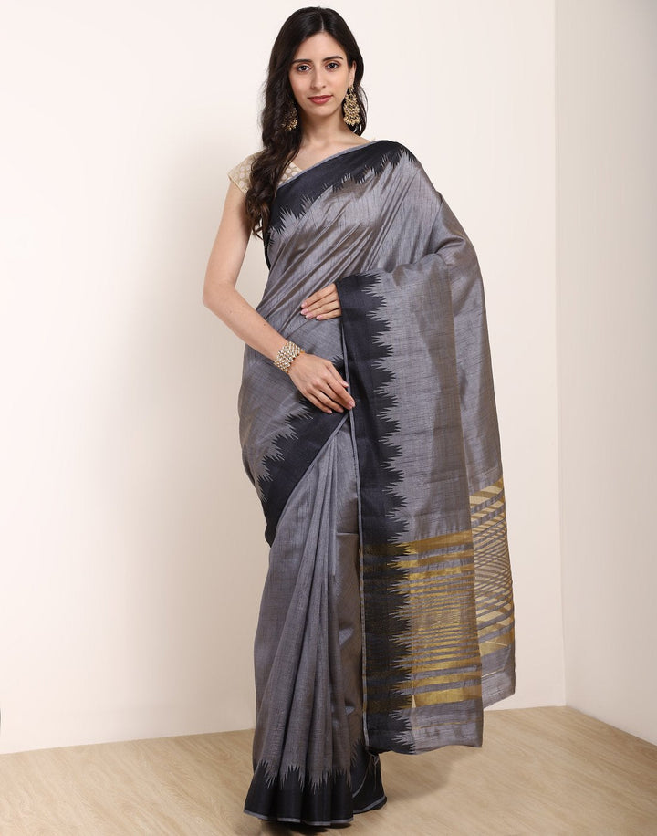 MBZ Meena Bazaar-Mustard Art Handloom Saree