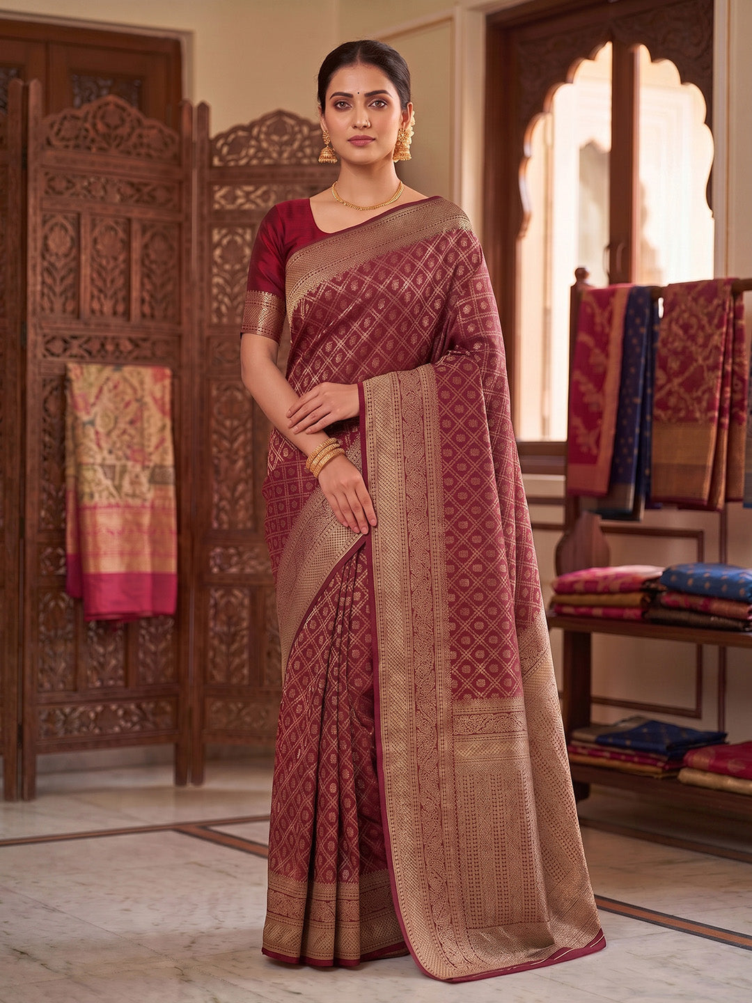 Red Woven Design Art Silk Kanjivaram Saree