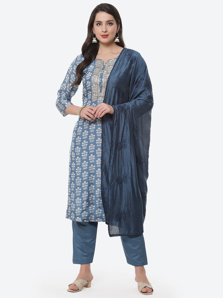 Printed Cotton Muslin Stitched Salwar Kameez With Dupatta