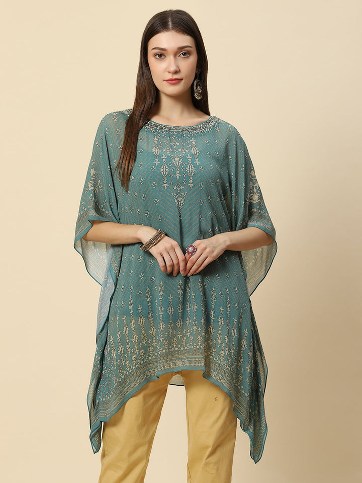 Digital Printed Georgette Kaftan Kurta