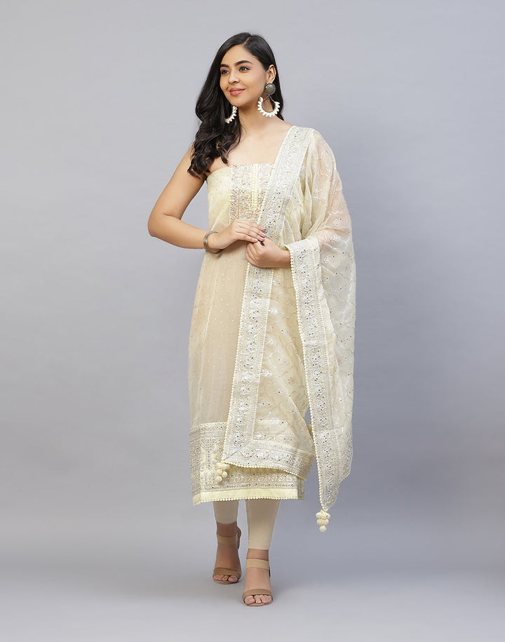 Embroidered Organza Kora Suit Piece