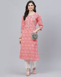 Printed Cotton Kurti Set with Gota Work