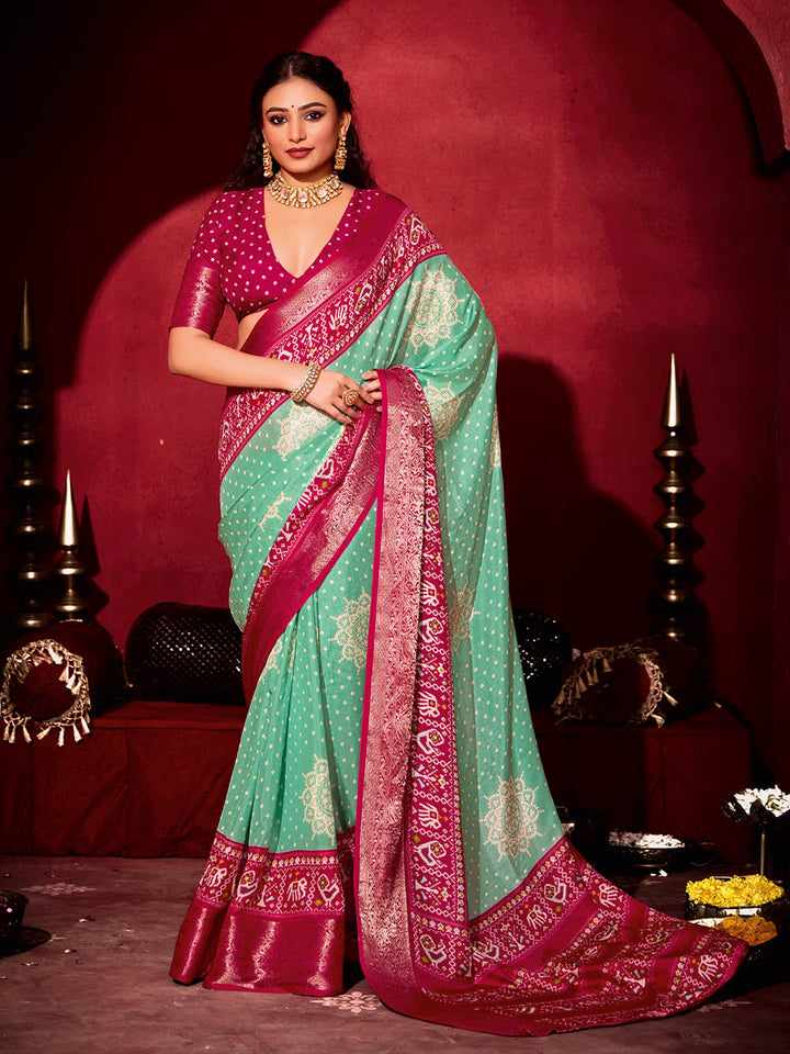 Bandhani Printed Art Silk Saree