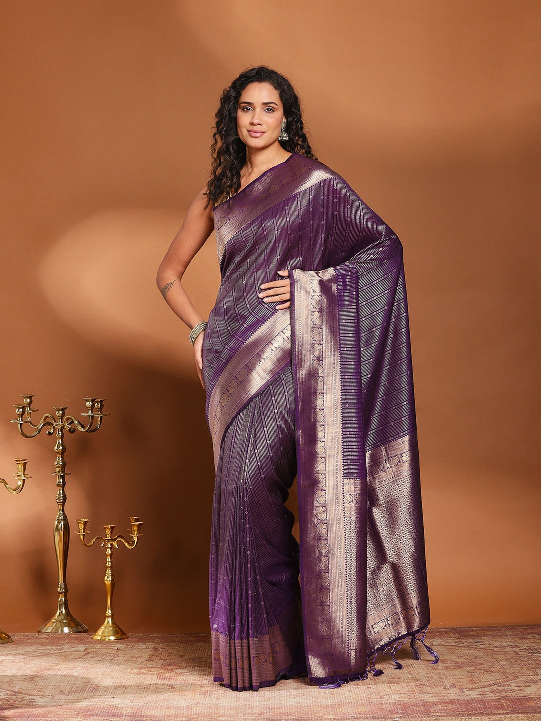 Plain Crepe Saree