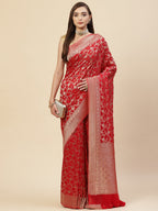 Floral Zari Jaal Georgette Plain Saree