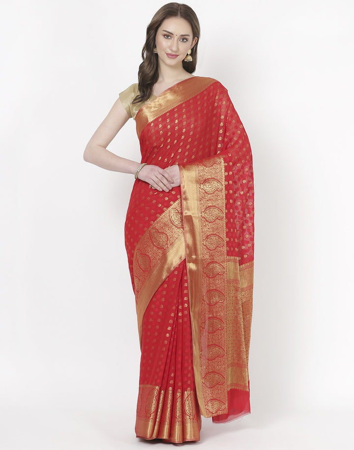 Red Art Chiffon Saree
