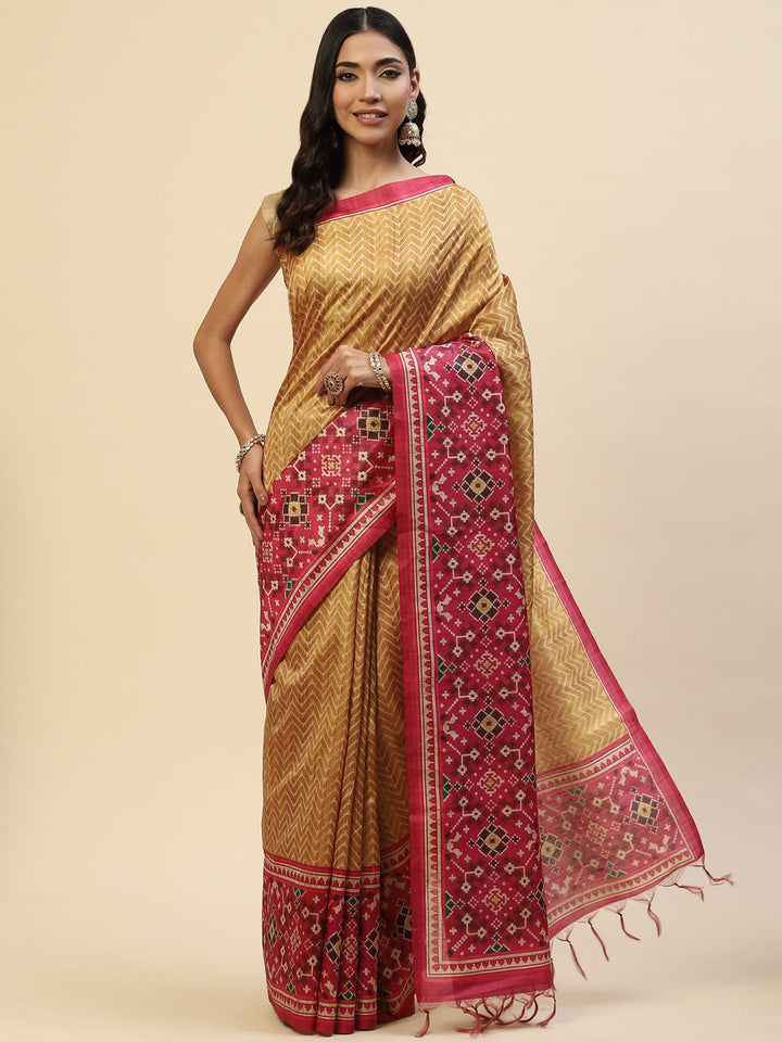 Geometric Printed Tussar Saree