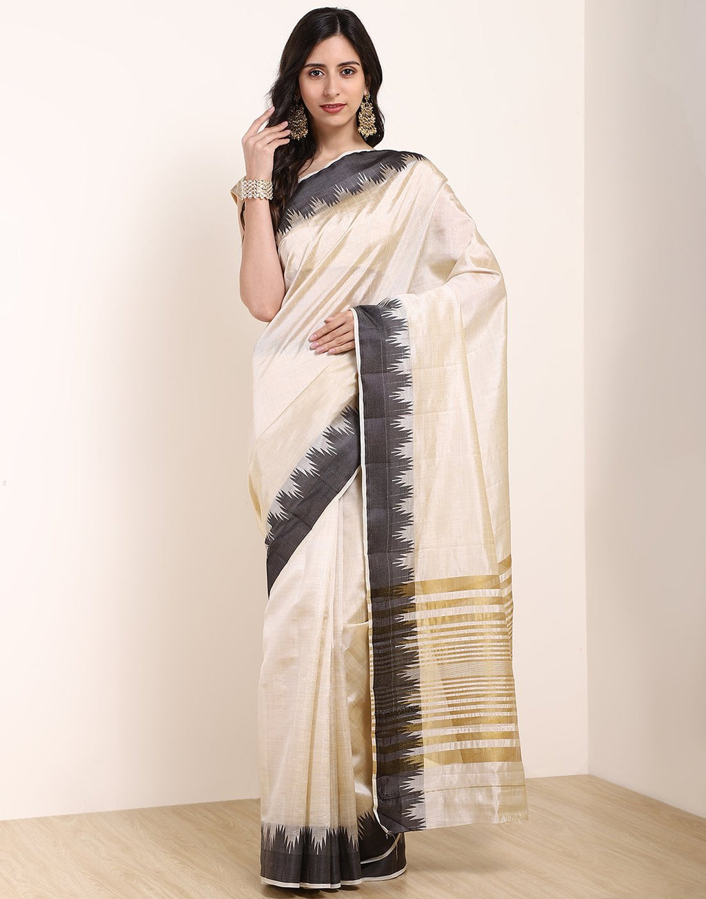 MBZ Meena Bazaar-Mustard Art Handloom Saree