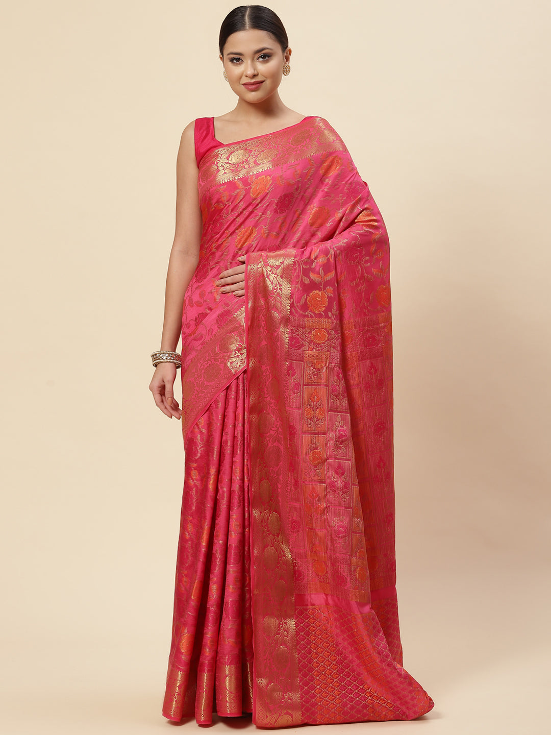 Floral Zari Jaal Handloom Woven Saree