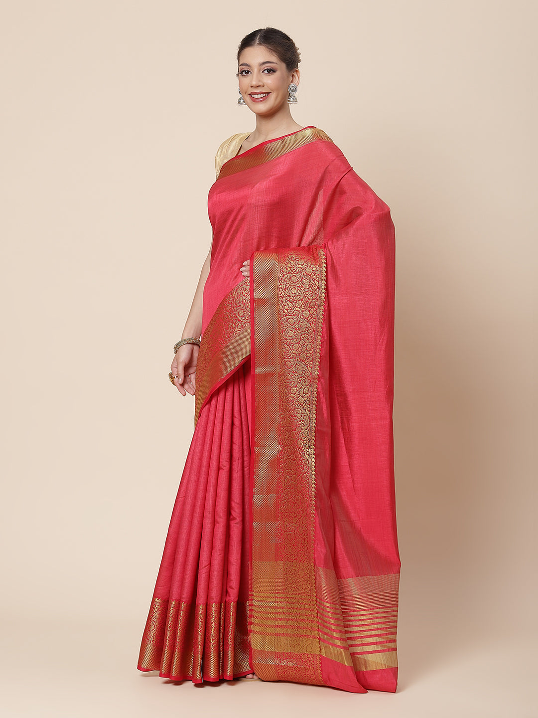 Zari Border Woven Art Handloom Saree