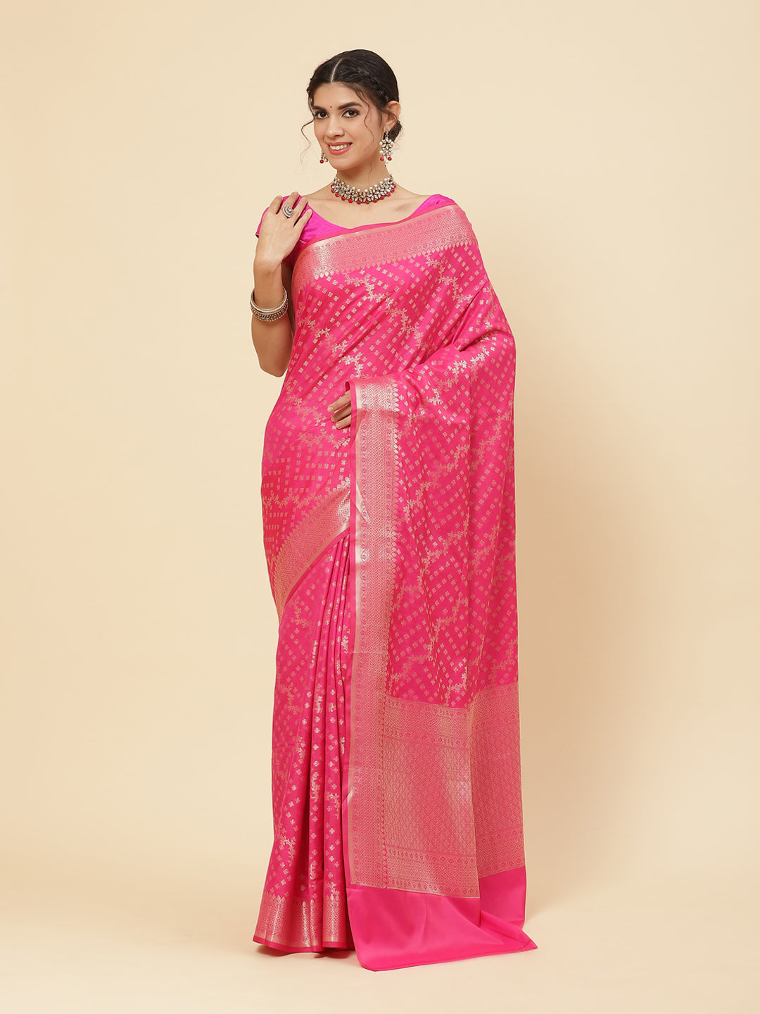 Cotton Saree with Zari Border Booti