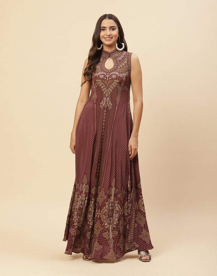 Digital Printed Crepe Gown