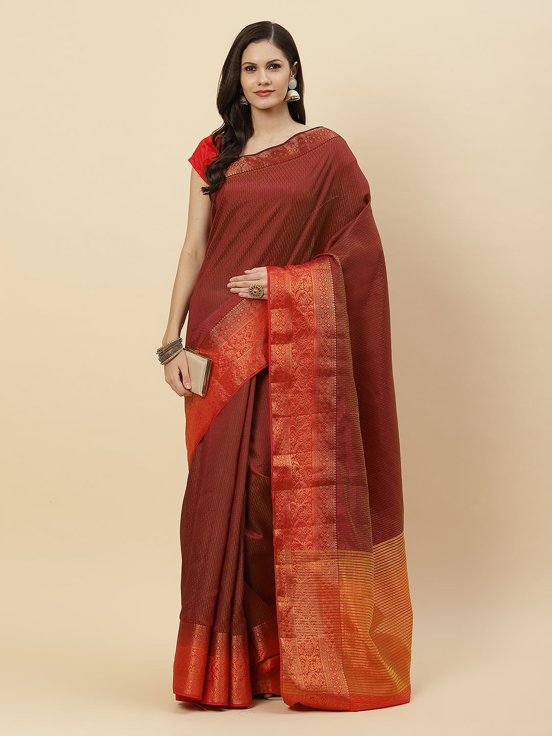 Plain Zari Border Handloom Woven Saree