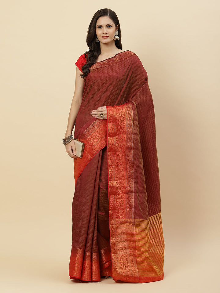 Plain Zari Border Handloom Woven Saree