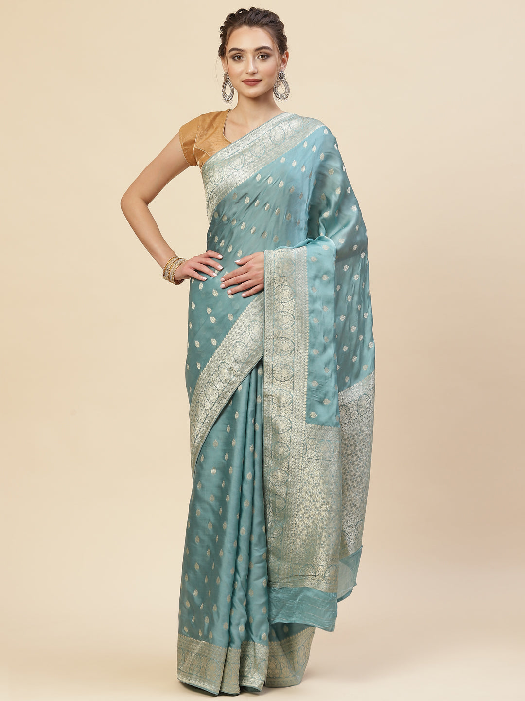 Zari Jaal Satin Woven Saree