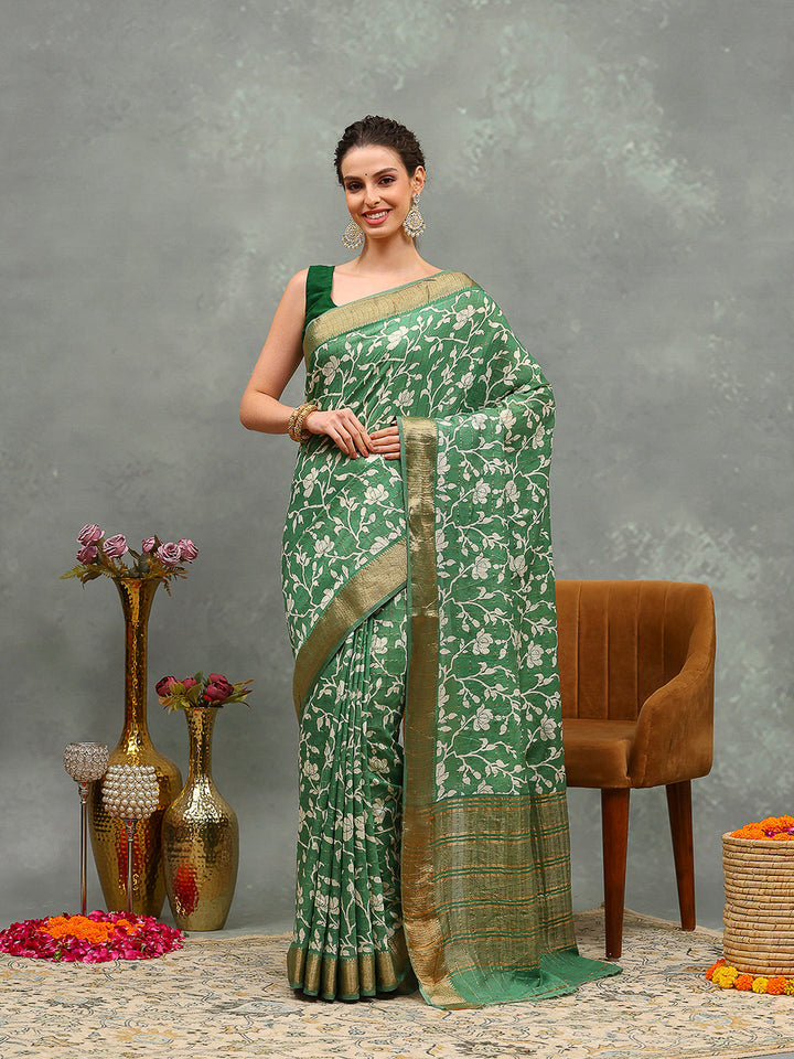 Thread Embroidered Chiffon Saree