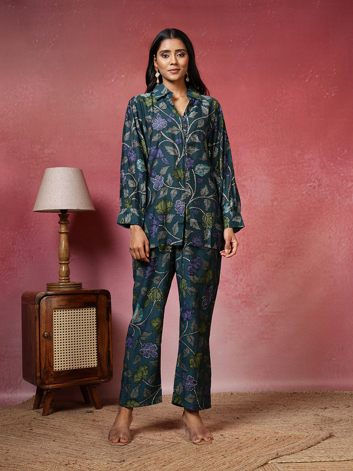 Printed Cotton Blend Kurta With Pants