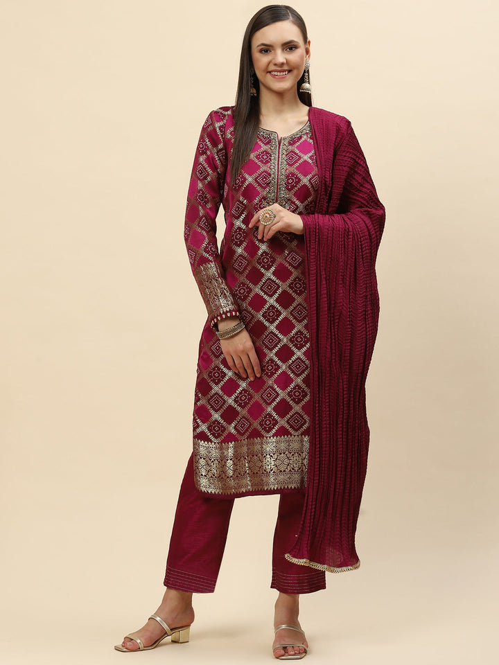 Banarasi Handloom Kurta With Pants &amp; Dupatta