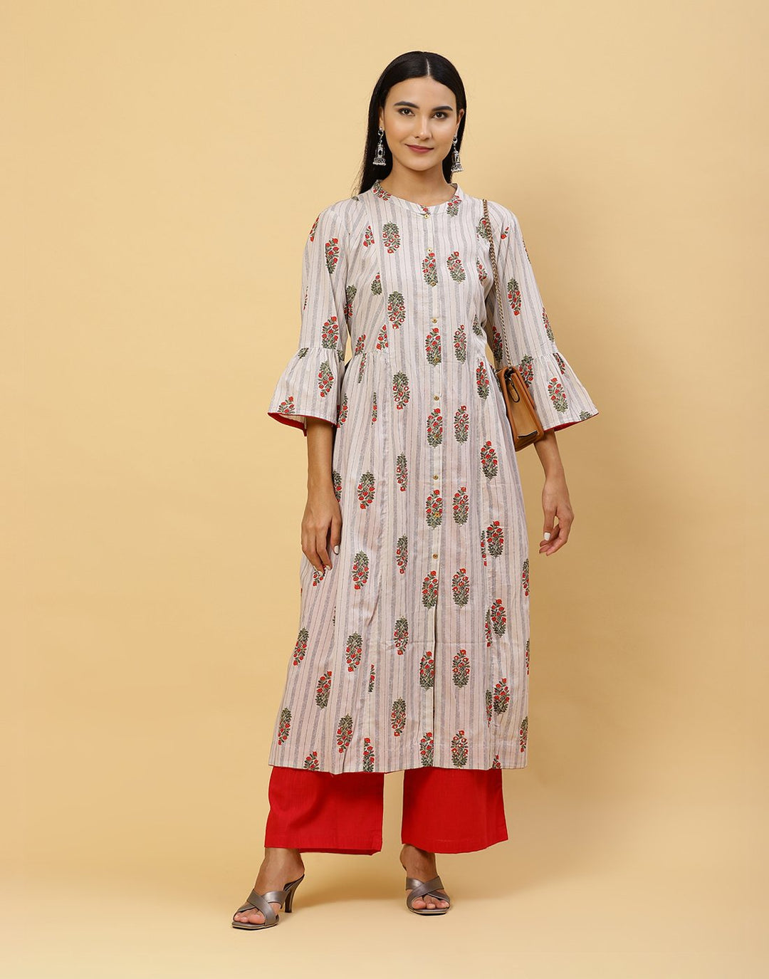 Printed Cotton Anarkali Kurti With Palazzo