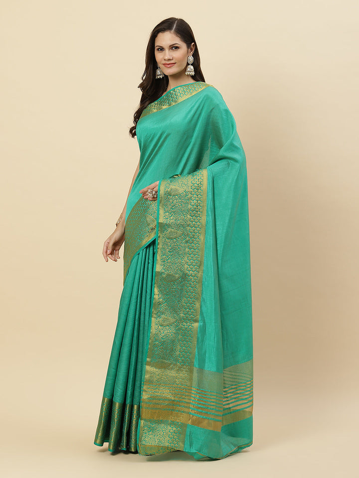 Plain Zari Border Art Handloom Woven Saree