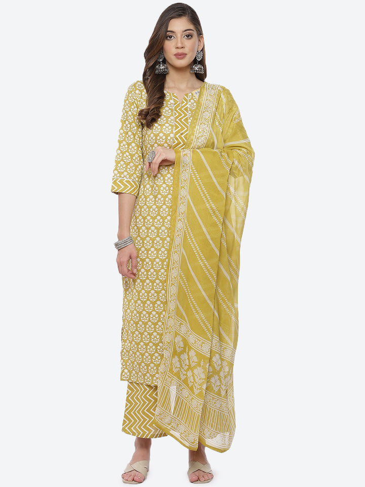 Printed Cotton Stitched Salwar Kameez With Cotton Dupatta