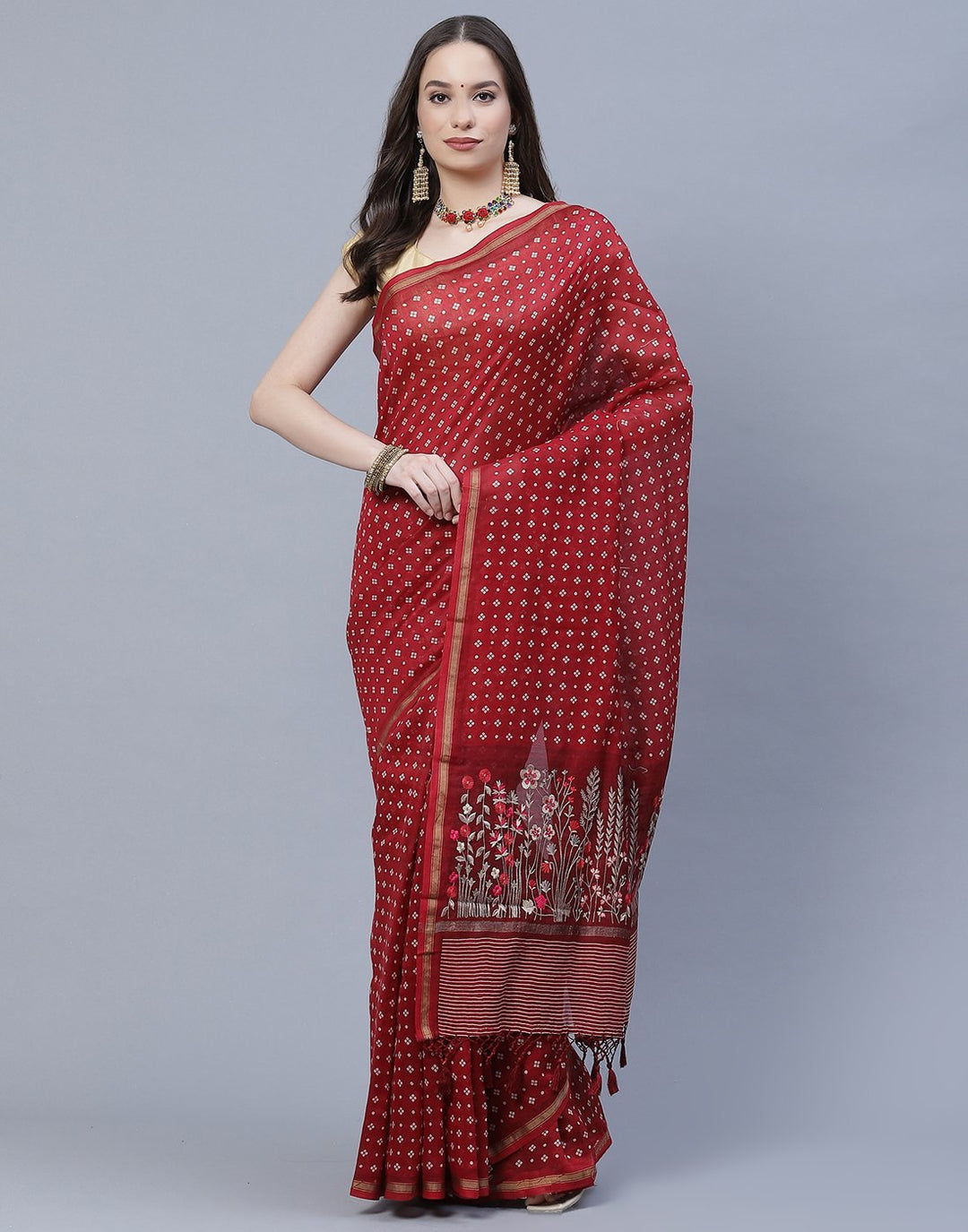 Printed Cotton Chanderi Saree