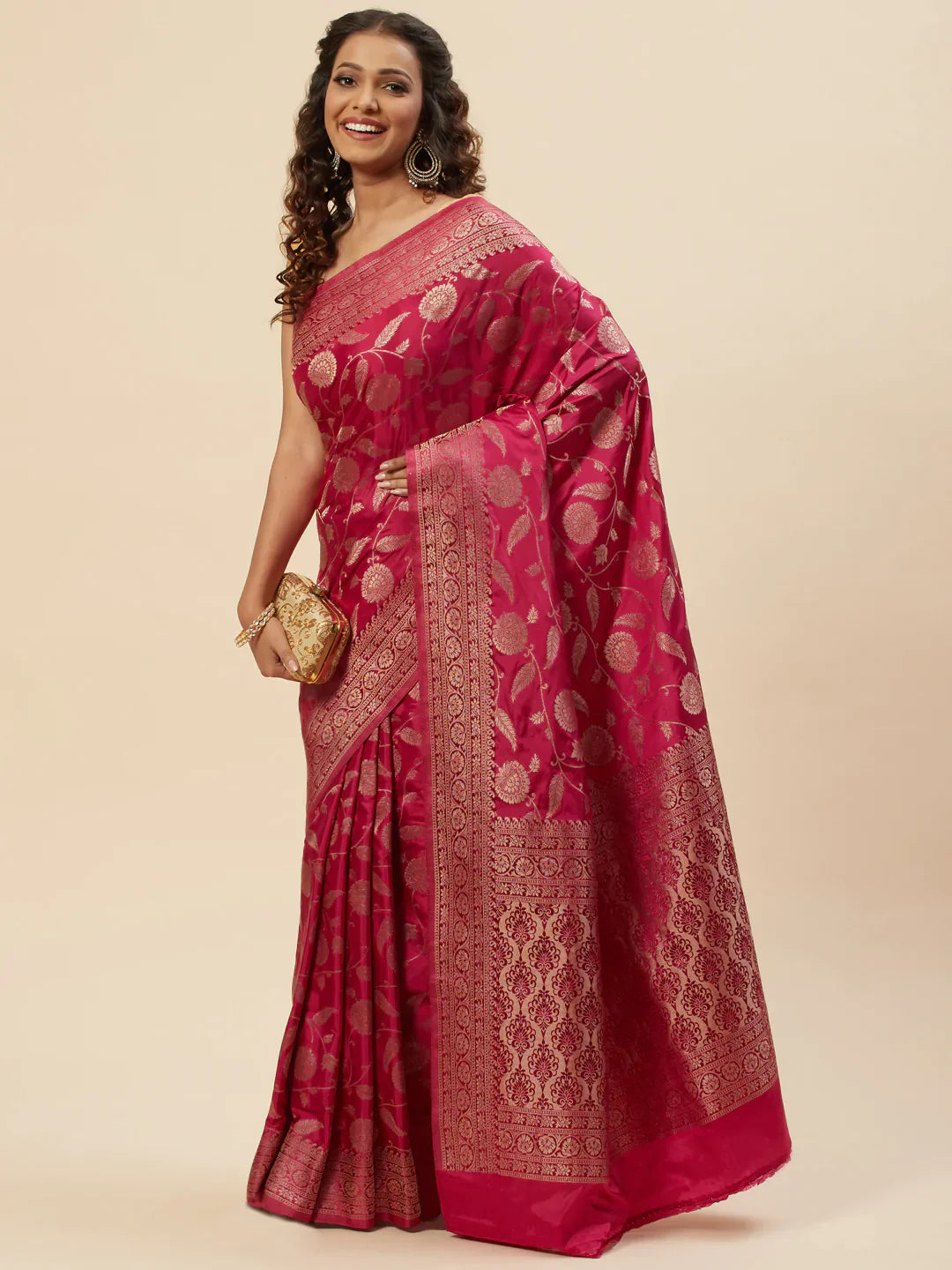 Floral Zari Jaal Handloom Woven Saree