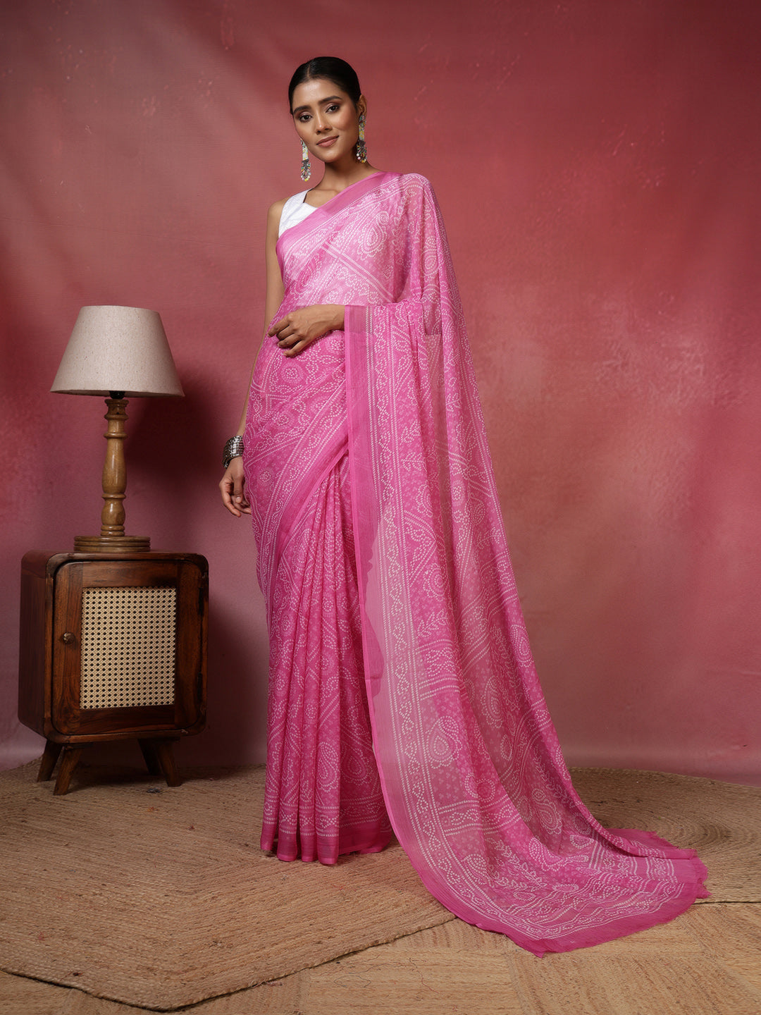 Bandhani Printed Chiffon Saree