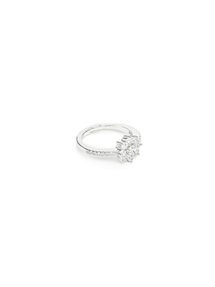 Silver &amp; White AD Stone Ring