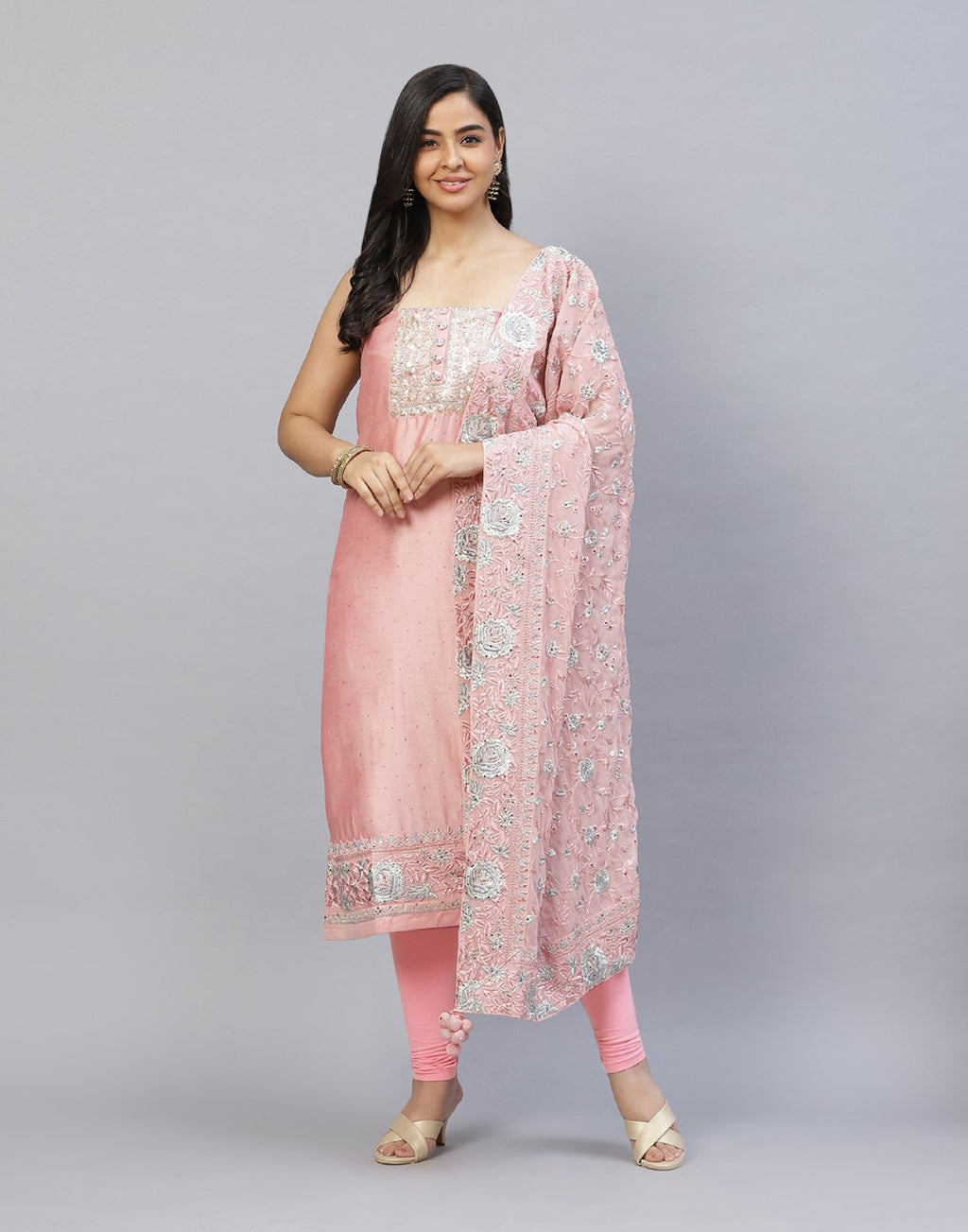Embroidered Cotton Chanderi Suit Piece