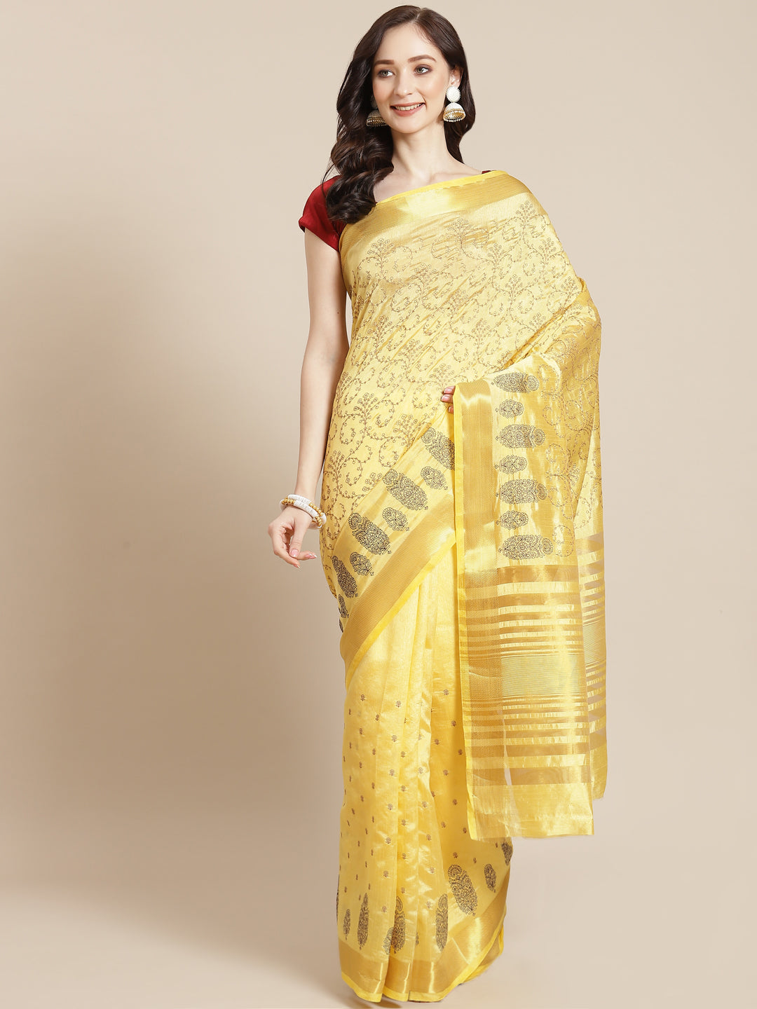 Zari Jaal Art Handloom Woven Saree