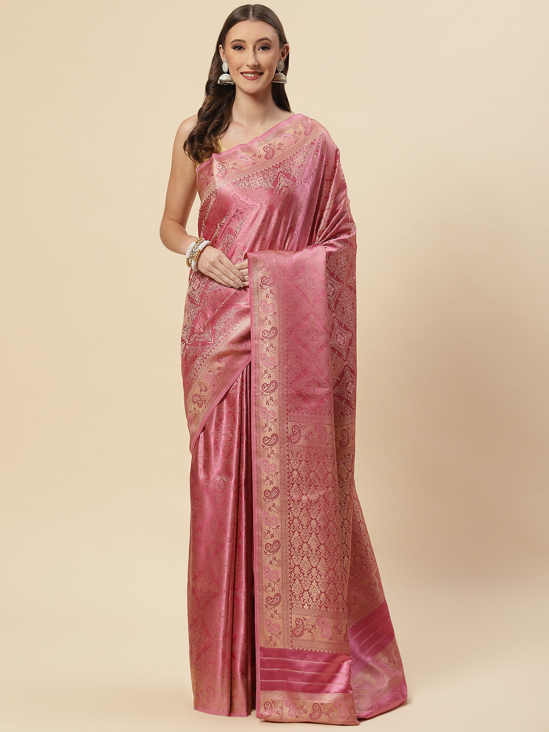 Zari Jaal Satin Woven Saree