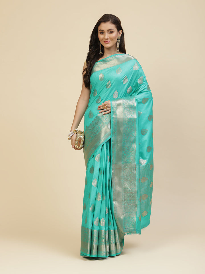 Zari Border Booti Handloom Woven Saree