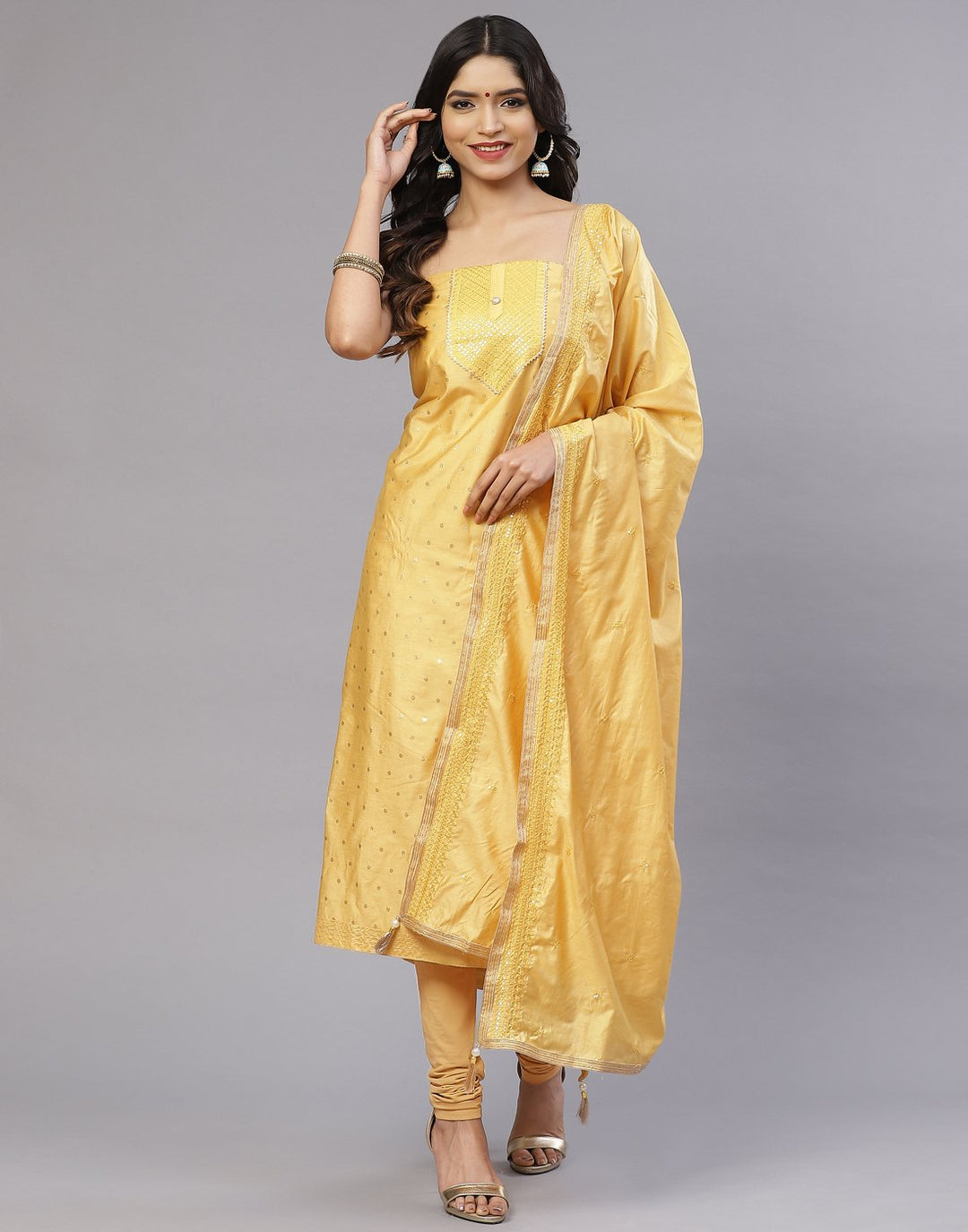 Chanderi Embroidered Suit Piece