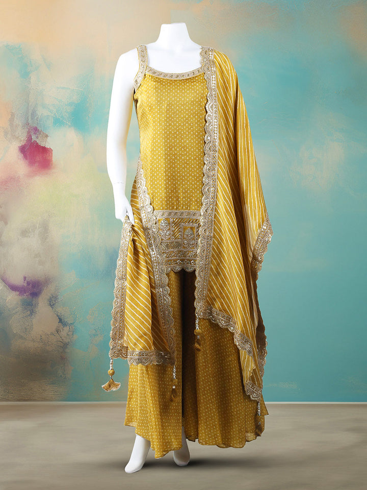 Woven Design Tissue Stitched Kurta With Pant &amp; Dupatta