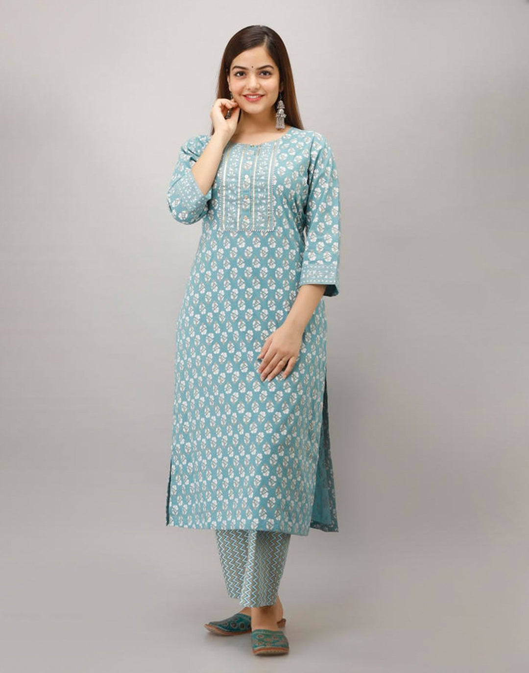 Printed Cotton Kurti With Pant