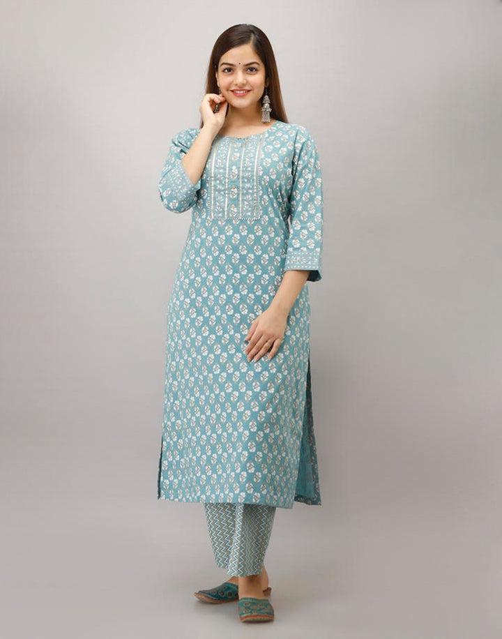 Printed Cotton Kurti With Pant