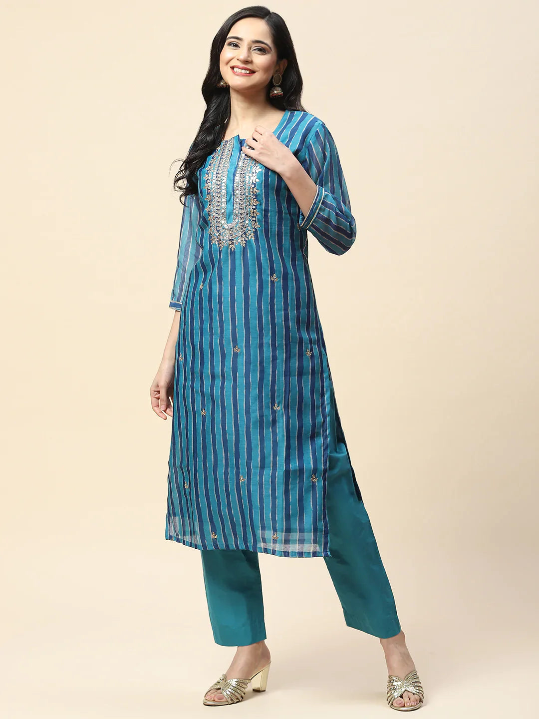 Gota Work Chanderi Kurta With Pants