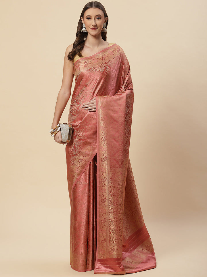 Zari Jaal Satin Woven Saree