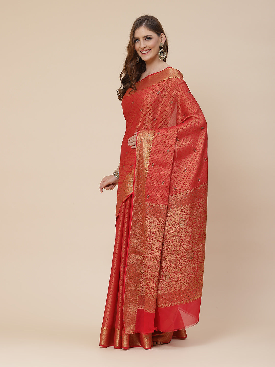 Stone Work Georgette Plain Saree
