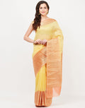 Yellow Cotton Woven Saree