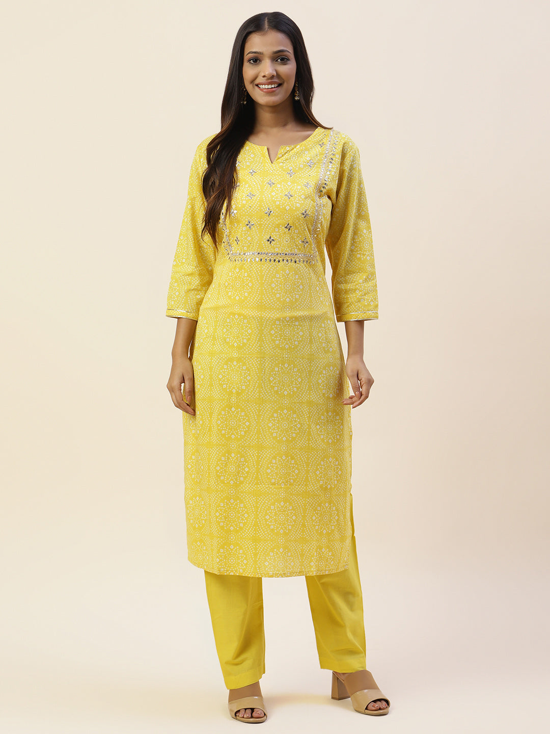 Printed Cotton Kurta With Pants