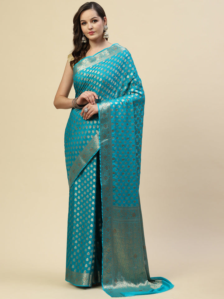 Antique Booti Georgette Plain Saree