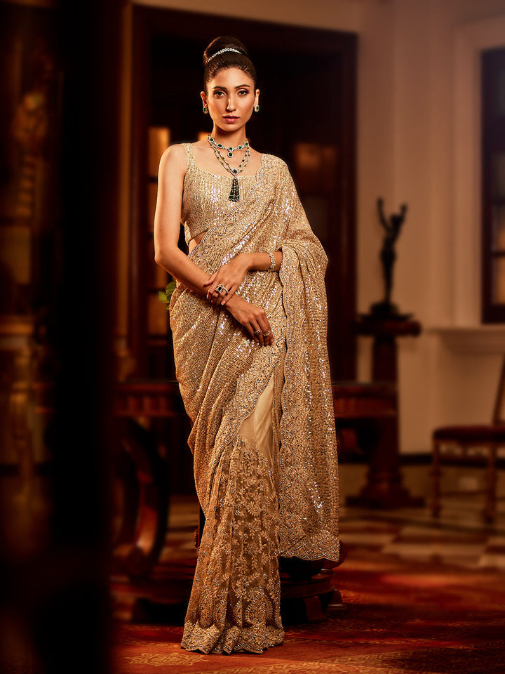 Sequin Embroidered Net Saree