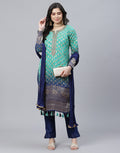 Green and Navy Salwar Kameez Stitched Suit