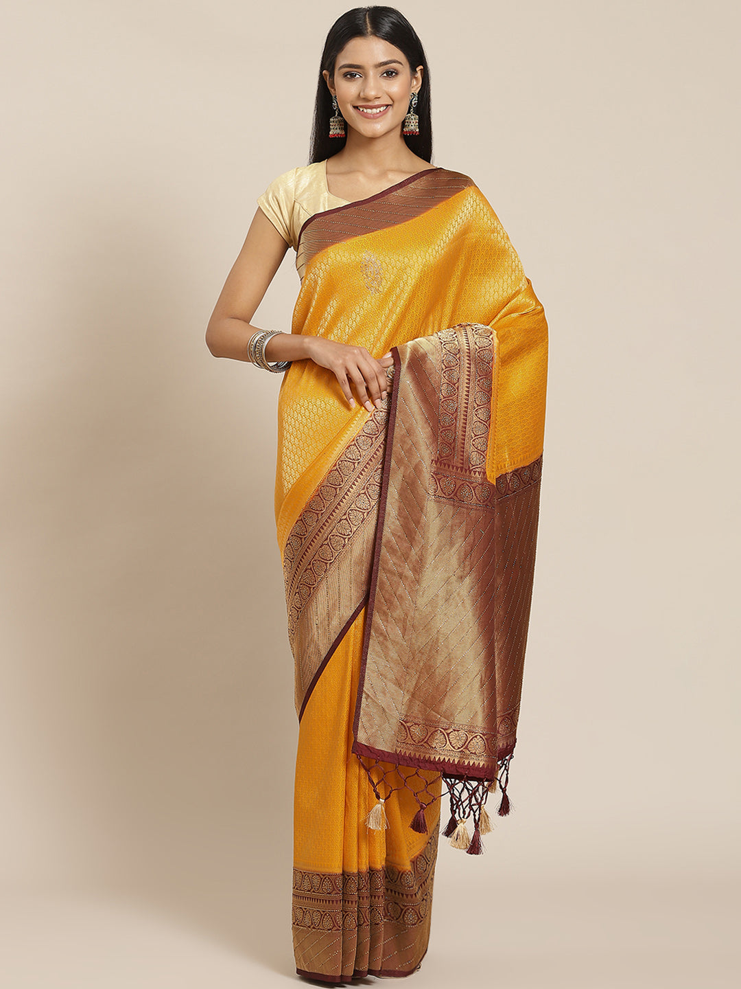 Brocade Art Handloom Embroidered Saree