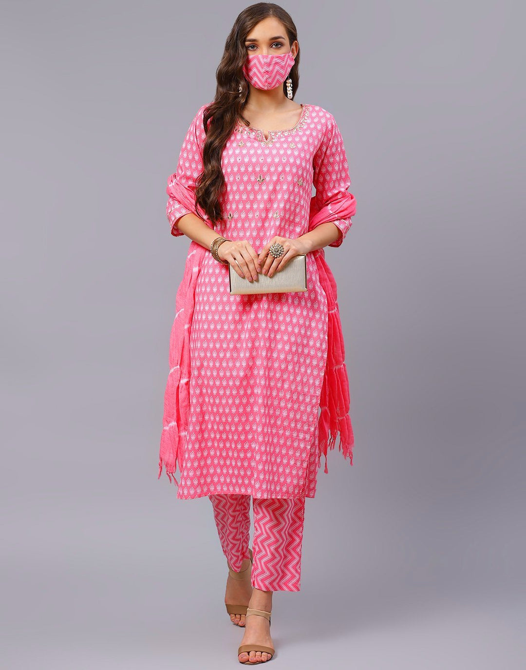 Straight Cotton Printed Salwar Kameez Stitched Suit